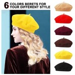 Anteer 6 Pieces Wool Beret Hat French Style Beanie Hats Fashion Ladies Beret Caps for Women Girls Lady