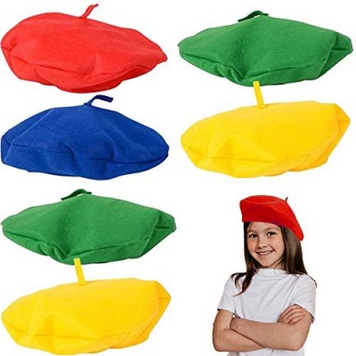 ArtCreativity Color Berets for Kids and Adults  Set of 12  French Hats with Velvety Textured Fabric  Painter Costume Prop for Halloween  Dress Up Parties  and Photo Booth  4 Colors