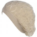 BYOS Chic Parisian Style Soft Lightweight Crochet Cutout Knit Beret Beanie Hat