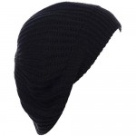 BYOS Ladies Winter Solid Chic Slouchy Ribbed Crochet Knit Beret Beanie Hat W/WO Flower Adornment