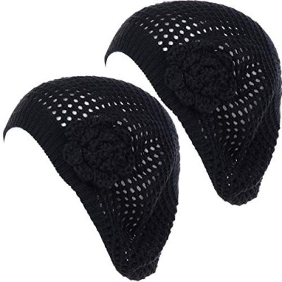BYOS Women’s Chic Cutout Open Net Knit Lightweight Slouchy Crochet Beret Hat