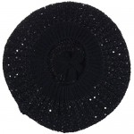 BYOS Women's Fall French Style Cable Knit Beret Hat W/Sequin/Wooden Button
