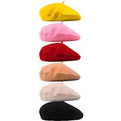 Cotiny 6 Pack Beret Hat French Beret Cap Winter Fashion Solid Color Hat Beanie Cap for Women Girls Lady