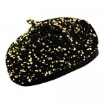 Eilova Orityle Women Beret Hat Glitter Sequins French Style Beanie Cap Adjustable Fashion Shimmer Hat for Girls Ladies