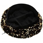 Elfcool Women's Sparkly Sequin Beret Hat Fashion Fun Shimmer Stretch Beanie Cap Headwear for Party Club Dance