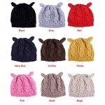 Ewanda store Women Winter Wool Baggy Beret Beanie Cute Devil Cat Ear Crochet Braided Knit Hat Ski Cap