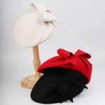 F FADVES 100% Wool Beanie Hat French Dress Beret Winter Hat Vintage Fascinator Hats