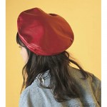 Faux Leather Beret Solid Plain Flat Top PU Berets French Style Painters Hat Cap
