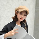 Flow.month Women's Wool Beret Painter Hat French Newsboy Style Solid Color Warm Artist Hats for Ladies Girls