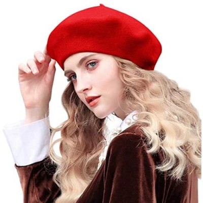 French Beret Lightweight Casual Classic Wool Beret Solid Color Womens Beret Cap Hat