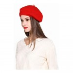 Jeicy Wool Beret Hat Solid Color French Artist Beret Skily Scarf Brooch