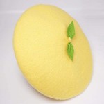 Kawaii Handmade Cartoon Light Yellow Beret Hat Green Leaves Vintage Lolita Mori Girl Wool Cap Gift