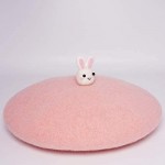 Kawaii Rabbit Beret Women's Cute Lolita Animal Cosplay Cap Wool Felt Vintage Painter Hat Sweet Girl Decor