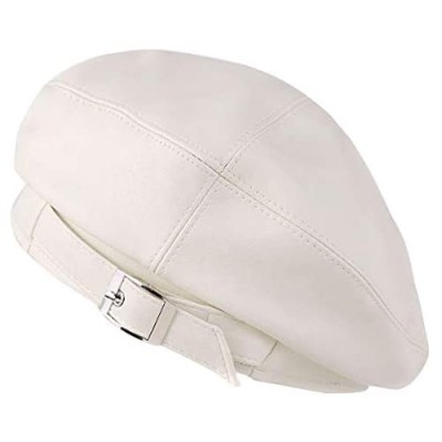 KENNEDY US Faux Leather Solid Military Beret Hat for Women Girls Retro Style British Beanie Hat Cap