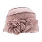 Lawliet Solid Color 1920s Womens 100% Wool Flower Winter Bucket Cap Beret Hat A376