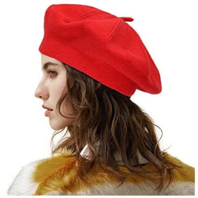 MOSNOW Women Basque Beret for Adults Girls Lady Solid Color French Beret Artist Hat Knitted Cap Autumn Winter Hat