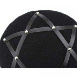 RARITYUS Women Girls Wool French Aritist Beret Hat Fashion Pentagram Cap Adjustable Winter Warm Beanie
