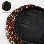 SP Sophia Collection Women's Sparkly Sequin French Style Beret Cap with Velvet Trimming Hat