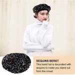 TENDYCOCO Berets for Women Shining Sequin Beret Hat Beret Cap for Performance Dancing Party Fancy Dress