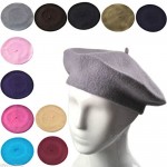 Women French Wool Beret Hats - Solid Color Classic Beanie Winter Cap