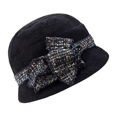 Womens 1920s Gatsby Wool Flower Band Beret Beanie Cloche Bucket Hat A374