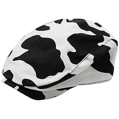 XYIYI Cow Print Cotton Newsboy Hats Flat Cap for Women Men