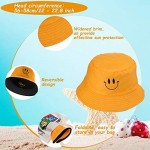 4 Pieces Flower Smile Reversible Bucket Hats Summer Travel Bucket Summer Embroidery Beach Sun Hats for Women Teens Boys Girls