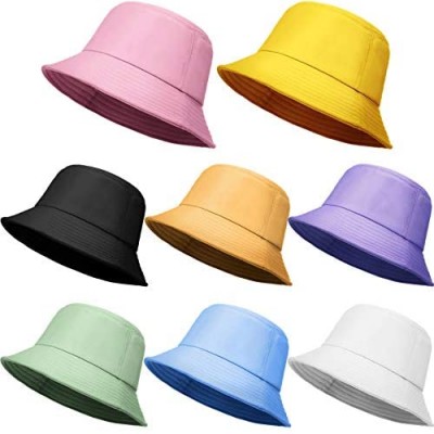 8 Pieces Bucket Hat Foldable Packable Bucket Cap Bucket Sun Hat for Unisex Wide Brim Outdoor Summer Cap Hiking Beach Sports  8 Colors