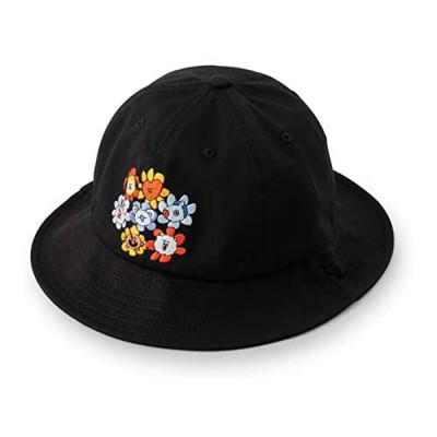BT21 Flower Collection Character Embroidered Unisex 100% Cotton Bucket Hat  Black