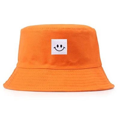 Ceoon Unisex Embroidered Smiley Face Bucket Hat Panama Cap Sun Prevent Hats