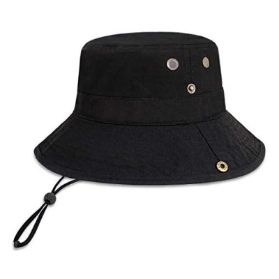 CHOK.LIDS Classic Cotton Style Wide Brim Bucket Hat with Adjustable String Trendy Unisex Lightweight Outdoor Travel Headwear