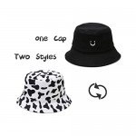 Cow Print Bucket Hat Reversible Smile Face Outdoor Cap Summer Sun Fishing Beach Hats for Women Men