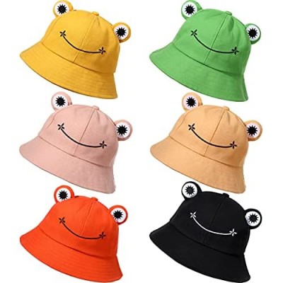 Cute Frog Bucket Hats Fisherman Cap Summer Beach Sun Protection Cap for Adults