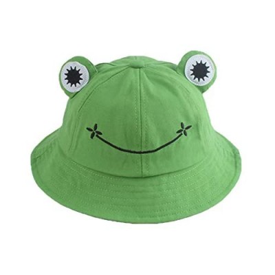 Cute Frog Bucket Women Travel Foldable Sun Hat Green