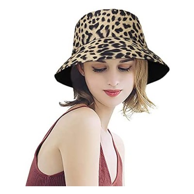 DOCILA Reversible Leopard Bucket Hats Women Fashion Cheetah Floppy Sun Cap Packable Fisherman Hat