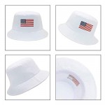 DYJKOUG American Flag Bucket Hat 2 Pack Embroidered Bucket Hat Summer Travel Beach Sun Hat Outdoor Visor Hat for Men and Women Black White