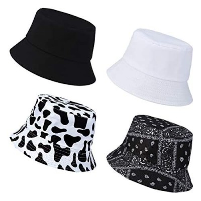 Gaoport 4 Pairs Bucket Hat Women Beach Sun Trendy Lightweight Outdoor Hot Fun Summer Beach Vacation Unisex Headwear