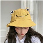 Haoohu Unisex 100% Cotton Packable Frog Hat Bucket Hat Fisherman Sun Hat for Women Men