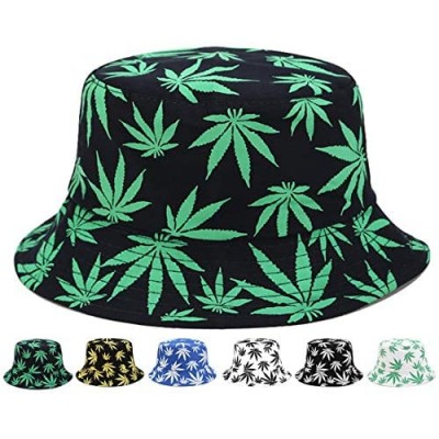 INOGIH Reversible Bucket-Hat Marijuana-Cannabis Weed Foldble Fisherman Hat Packable