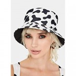INOGIH Unisex Cow Pattern Print Bucket-Hat Double-Side-Wear Reversible Fisherman-Cap