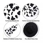 INOGIH Unisex Cow Pattern Print Bucket-Hat Double-Side-Wear Reversible Fisherman-Cap