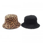 Leopard Print Bucket Hat Trendy Animal Pattern Fisherman Hats for Women Reversible Packable Cap