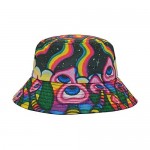 Psychedelic Mushroom Trippy Hippie Alien Bucket Hat Fisherman Hats Summer Outdoor Packable Cap Travel Beach Sun Hat