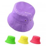 SATINIOR 4 Pieces Bucket Hat Denim Packable Travel Hat Washed Beach Fishing Hat for Men Women Kids (Yellow Fluorescent Green Purple Watermelon Red 58 cm)