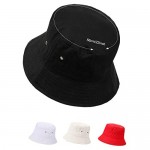 SATINIOR 4 Pieces Bucket Hat Denim Packable Travel Hat Washed Beach Fishing Hat for Men Women Kids (Black White Beige Red 56 cm)