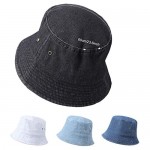 SATINIOR 4 Pieces Bucket Hat Denim Packable Travel Hat Washed Beach Fishing Hat for Men Women Kids (Black White Dark Blue Light Blue 60 cm)