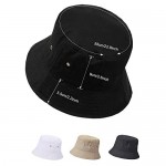SATINIOR 4 Pieces Bucket Hat Denim Packable Travel Hat Washed Beach Fishing Hat for Men Women Kids (Black White Khaki Dark Grey 58 cm)