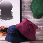 SATINIOR 4 Pieces Bucket Hat Denim Packable Travel Hat Washed Beach Fishing Hat for Men Women Kids (Wine Red Christmas Green Grey Khaki Navy Blue 58 cm)