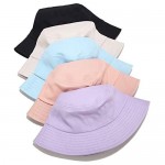 Solid Color Bucket Hat 100% Cotton Sun Summer Beach Cap for Women Men Adults