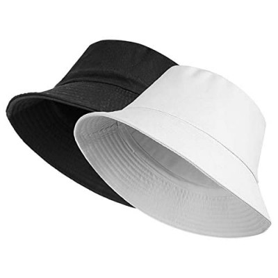 Sun Bucket Hat Cotton-Reversible Unisex - Beach Travel Fisherman Cap Foldable Fit for Womens Teens 22"-22.75"